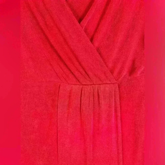 Jodifl faux wrap size Medium dress red shimmer holiday party long sleeve v neck - Picture 3 of 7